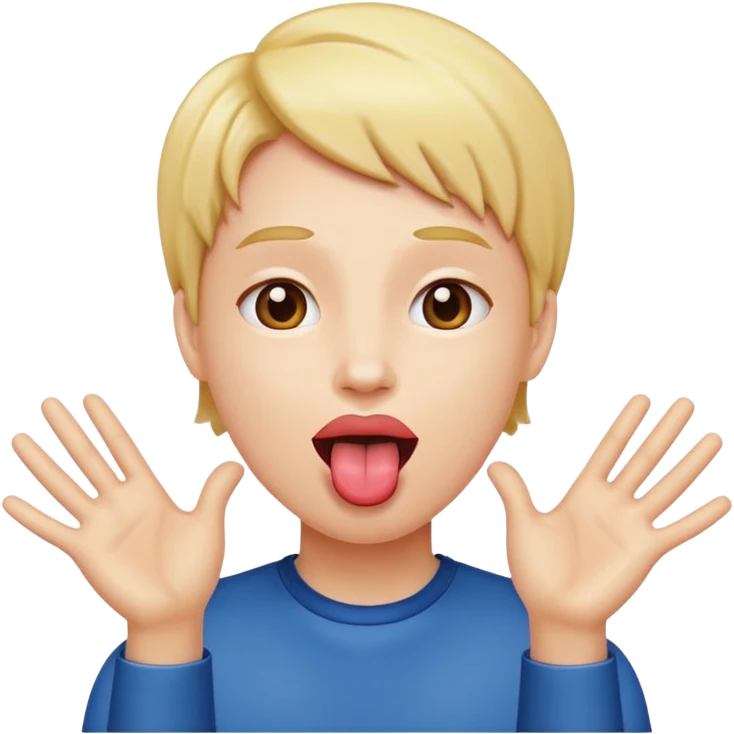face with tongue out with hands going outwords emoji