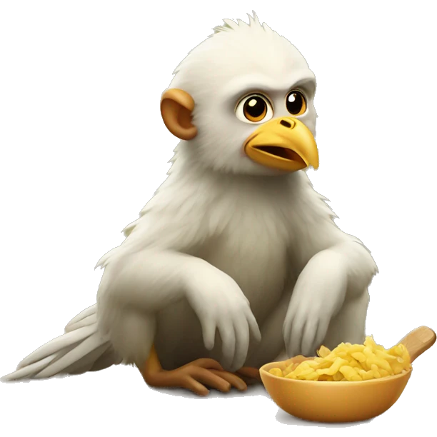 Chicken eating monkey  emoji