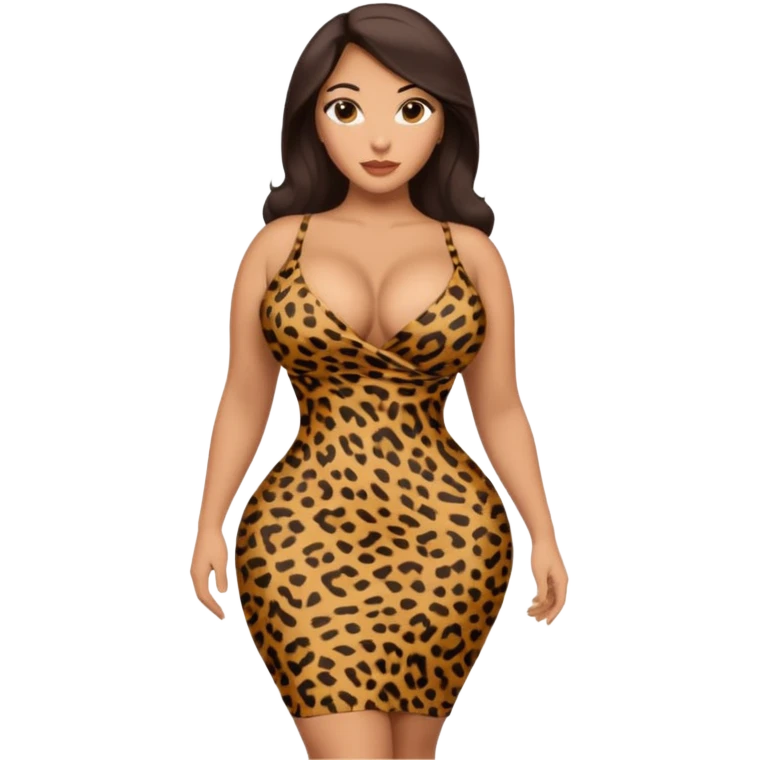 attractive full body latina with massive curves, breasts, and ass wearing a tight leopardskin dress emoji