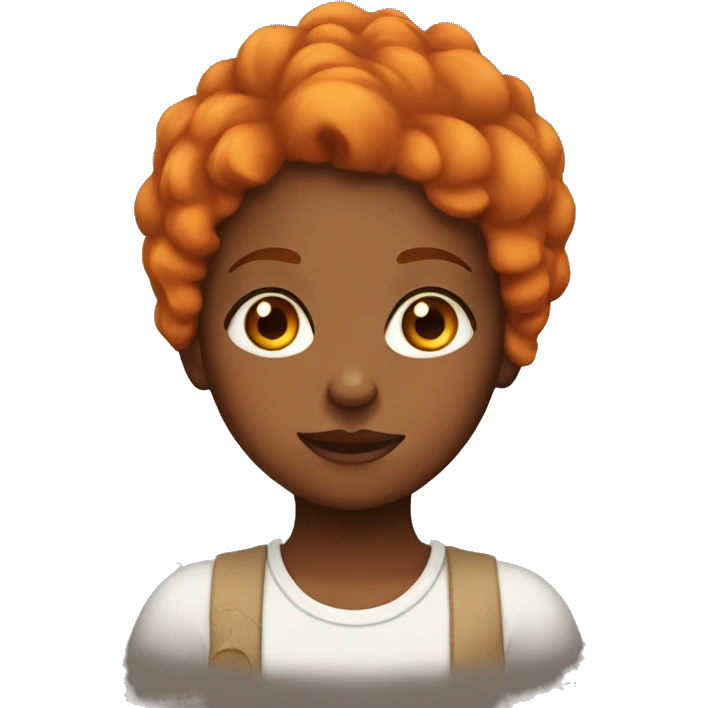 Brown girl with orange hair rolling her eyes emoji