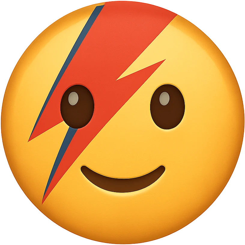 face with lightning bolt makeup emoji, digital illustration, no background emoji