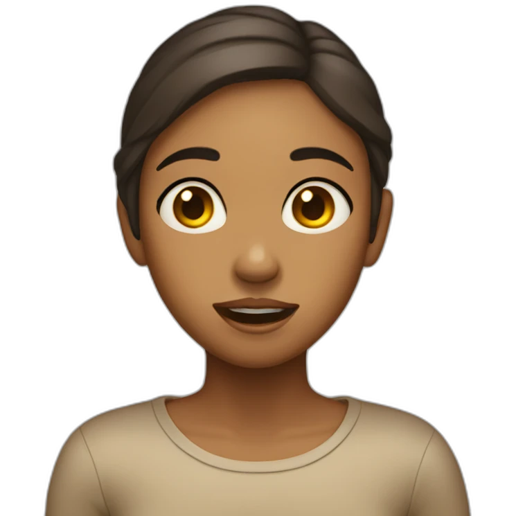 Tan girl soul leaving body face scared emoji