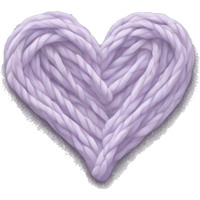 Cable knit heart in pale purple and white emoji