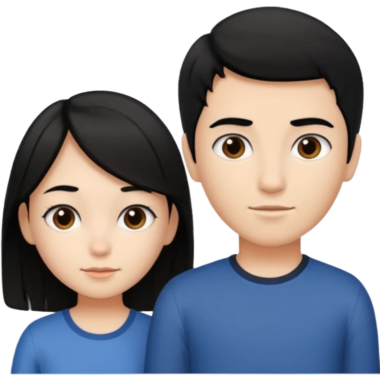 A girl with black hair standing next to a short boy with brown hair emoji