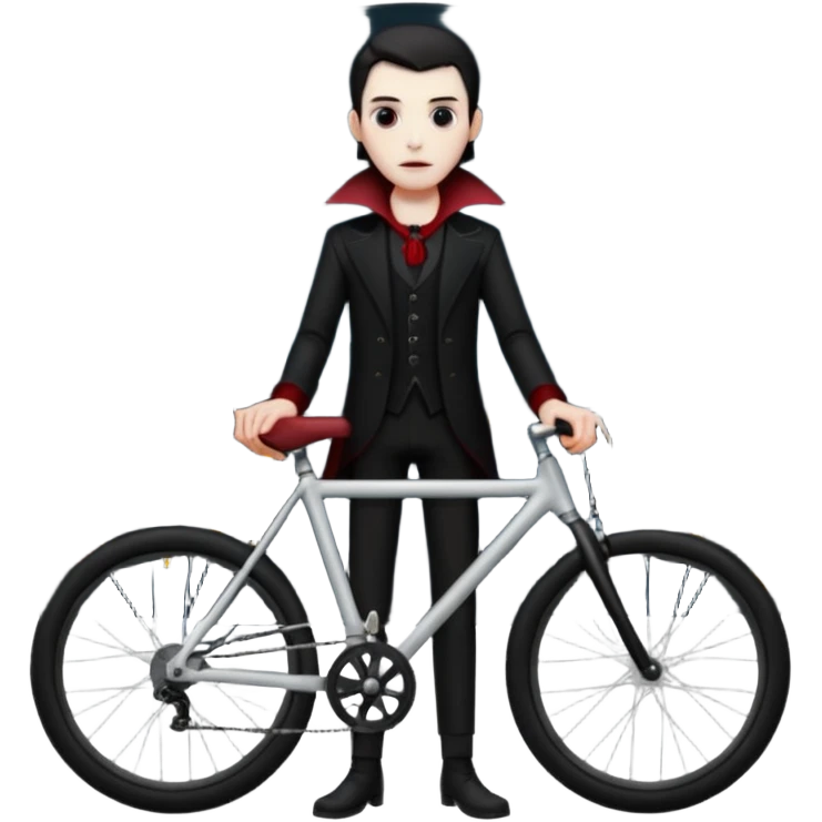 vampire stand back of the bicycle. emoji