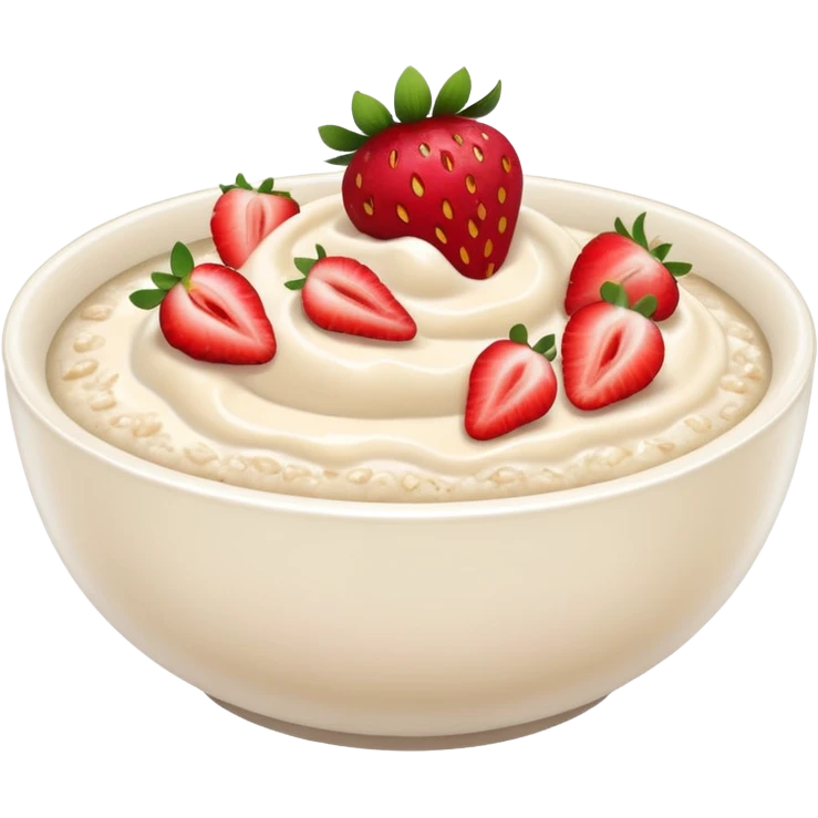 A bowl of porridge with strawberries emoji