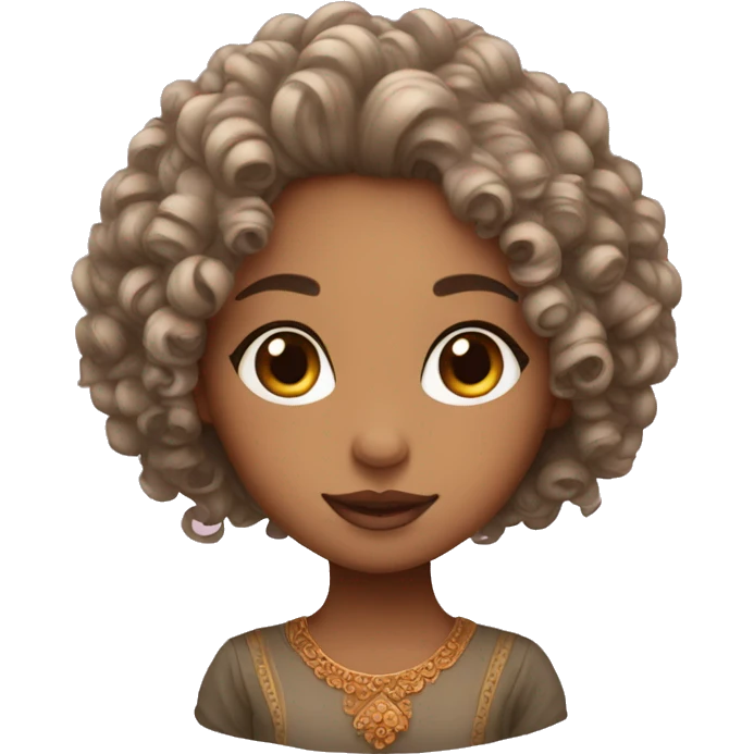 Curly girl with bindi and traditional look emoji