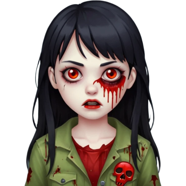 girl zombie with black long hair and bangs emoji