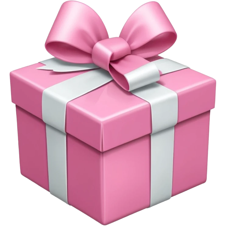 подарункова  рожева коробка з білими стрічками emoji