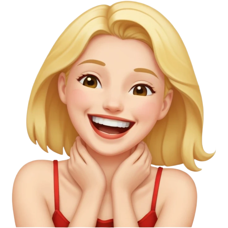 woman grabbing her neck while laughing emoji
