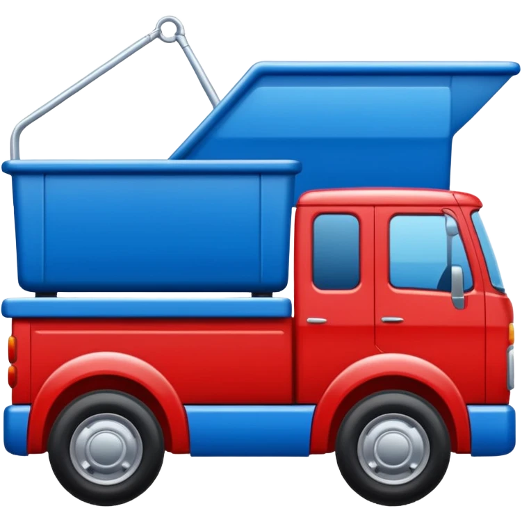 red truck with a blue plate showing white "TIR" on the front. No brand logos emoji