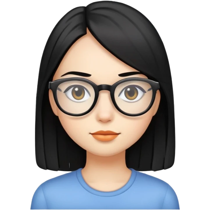 Girl with black straight hair and glasses  emoji
