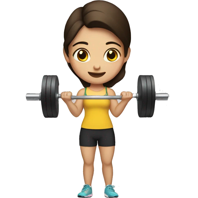 brunette girl lifting weights emoji