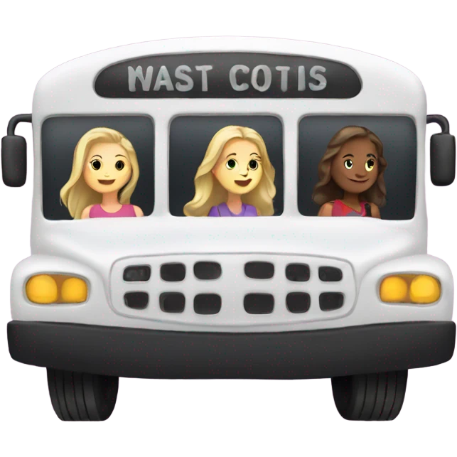 Three white girls on a bus emoji