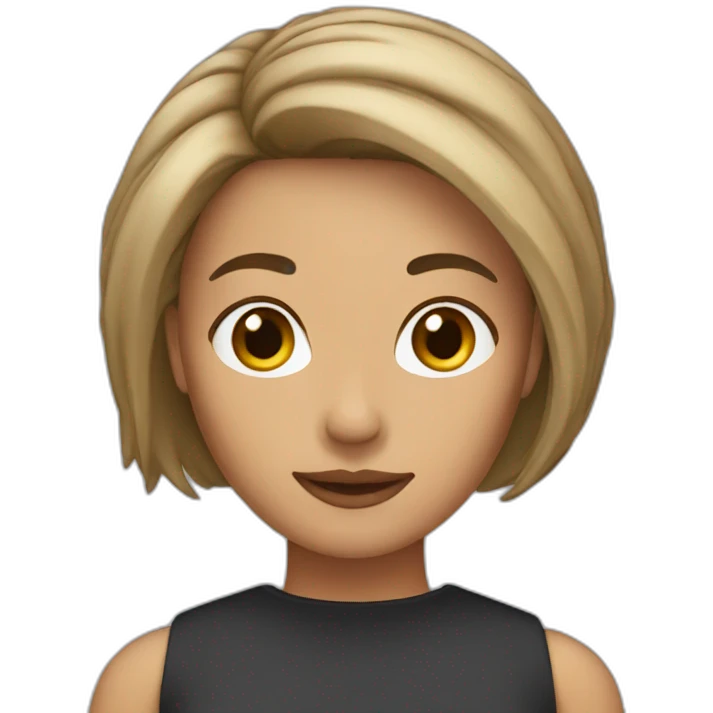 woman with bronw straigt  mid-short hair emoji