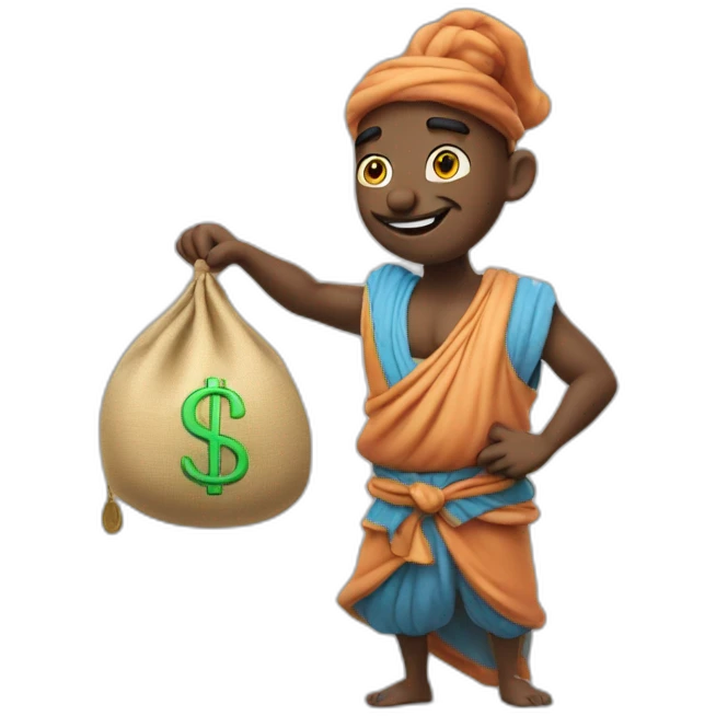 genie holding the big sack of money 4k emoji