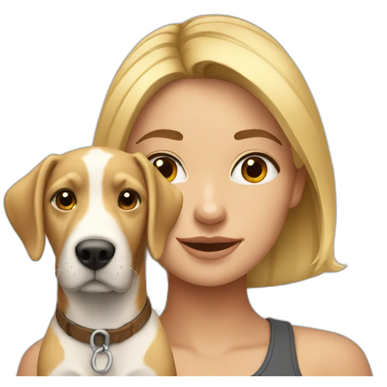 una rubia con un perro emoji
