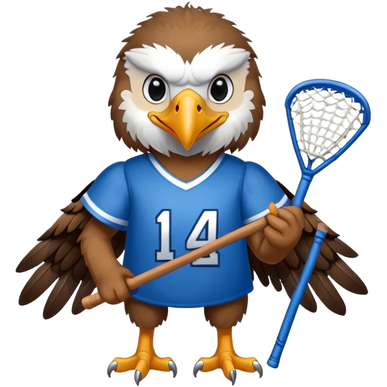 Eagle with lacrosse stick blue jersey emoji