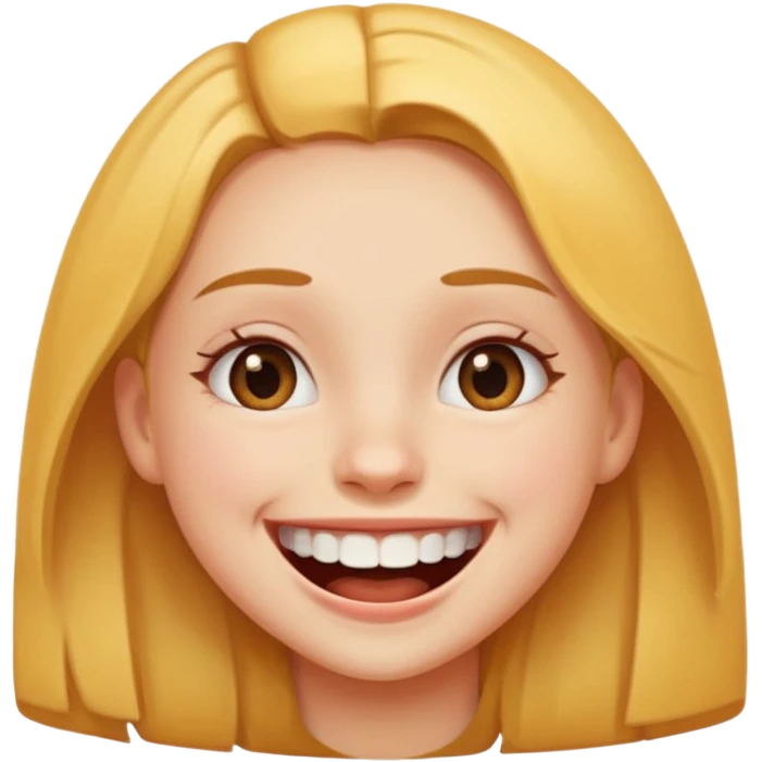 Laughing emoji of a girl and gap between central incisor teeth emoji