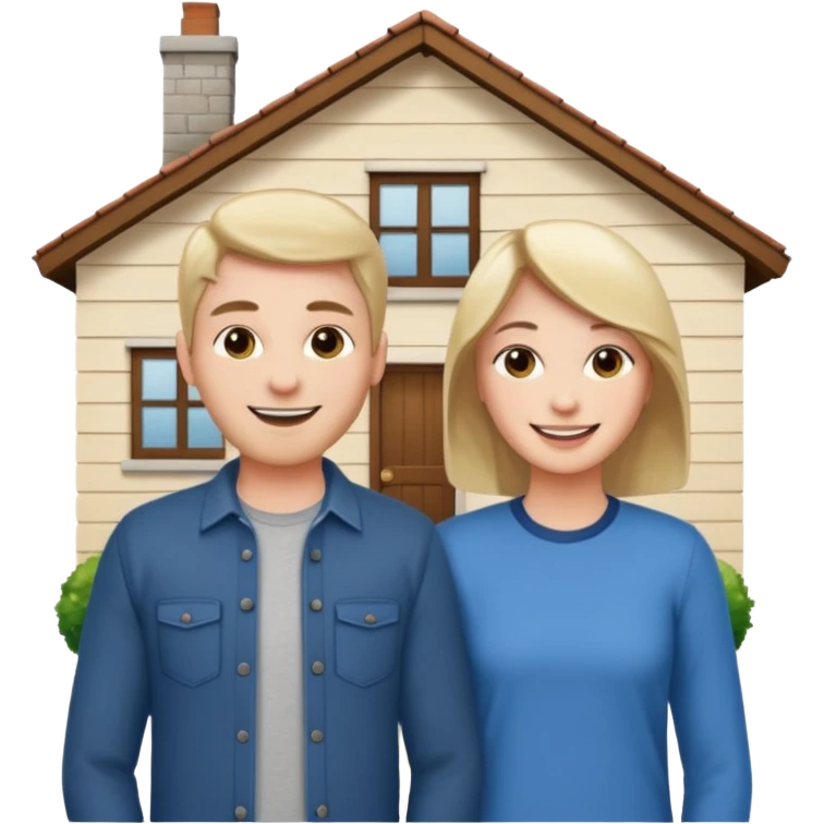 house with 2 people standing to it's side emoji