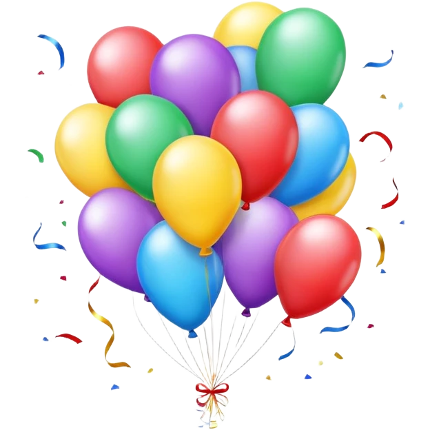 Happy Birthday celebration words without cake nor human emoji