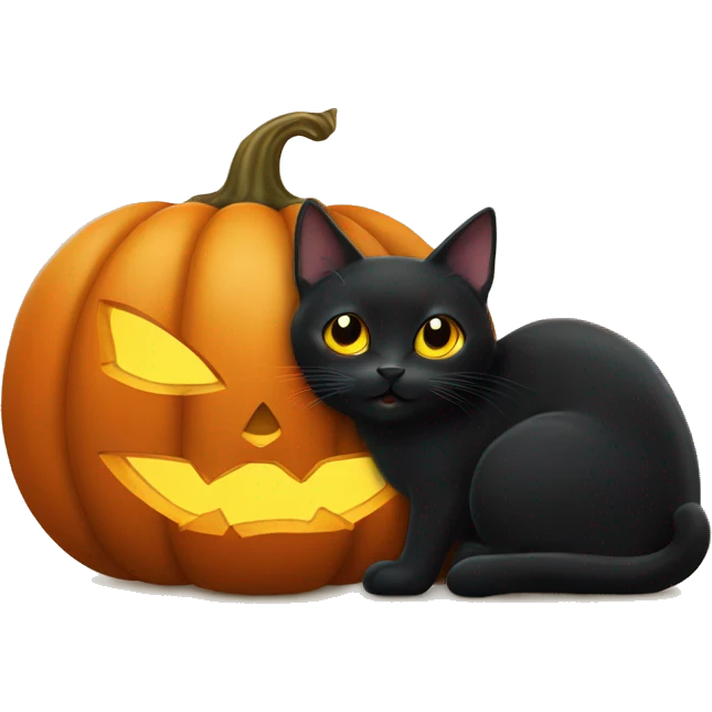 Black cat poking its head out of a pumpkin  emoji