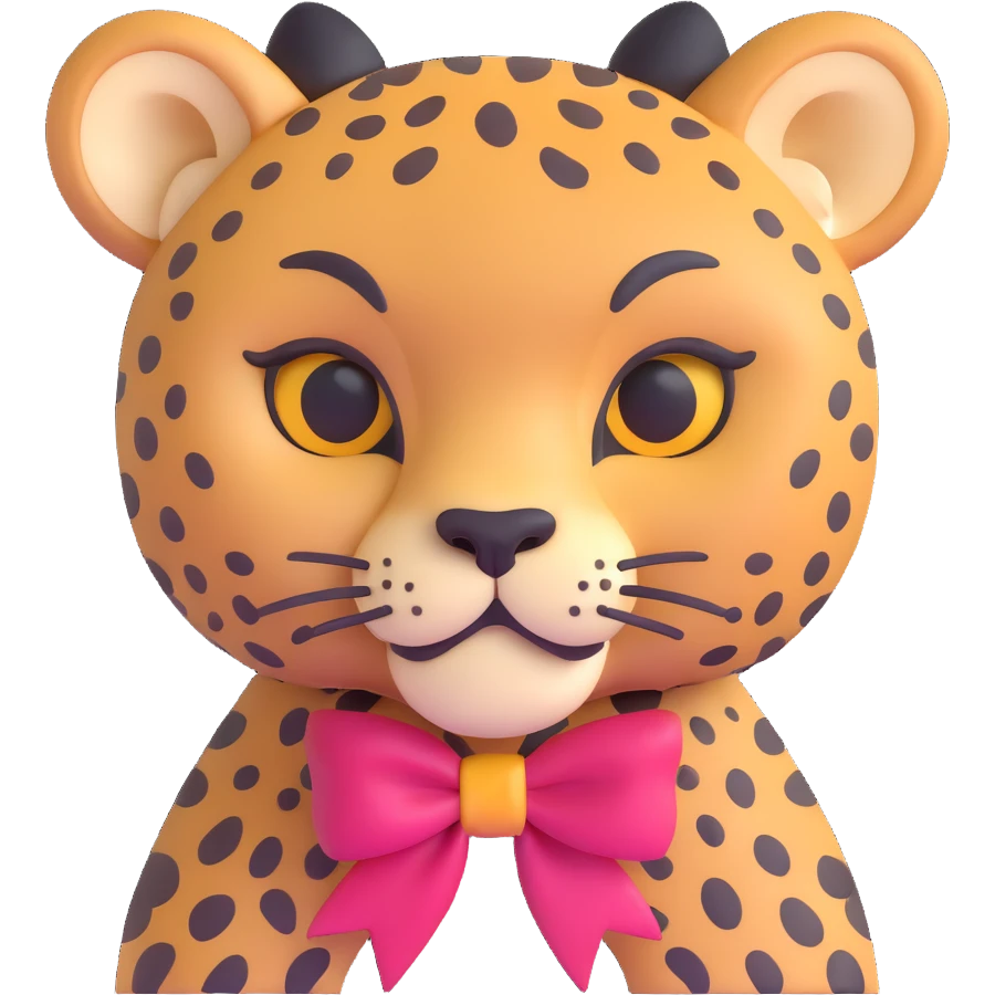 cheetah with a bow, close-up face emoji