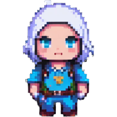 pixel art character in thoughtful pose emoji