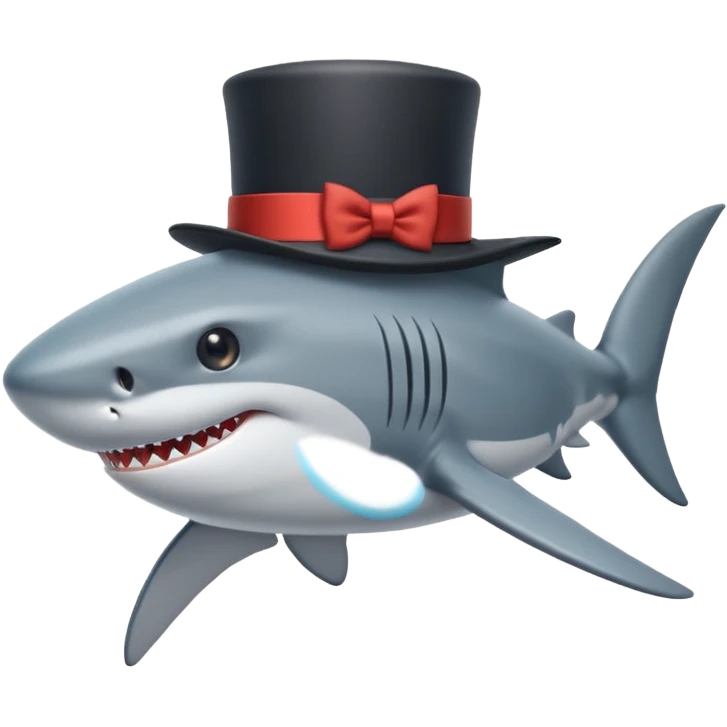 Shark with a top hat emoji