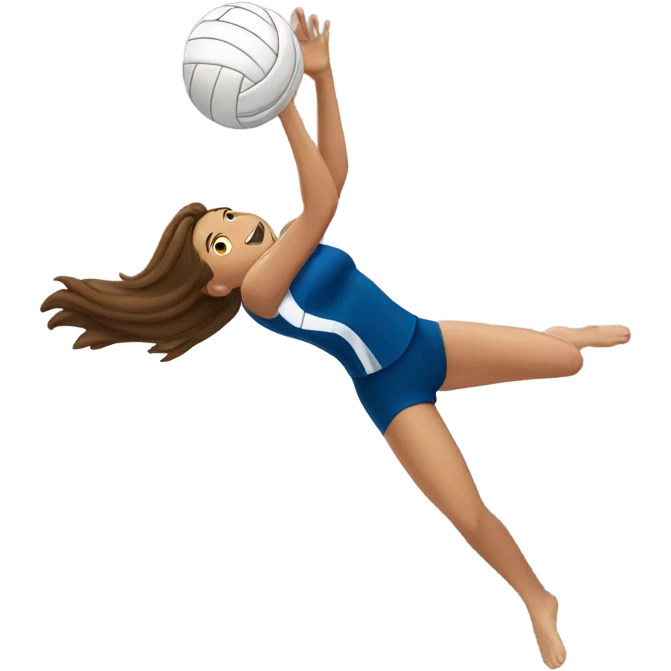 Volleyball player diving for a ball brown hair emoji