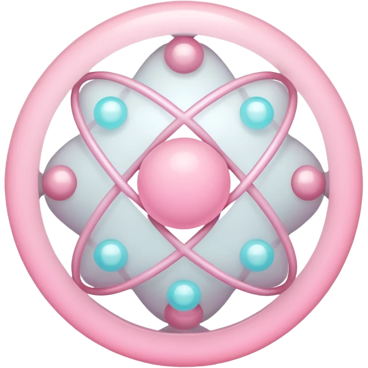 White and pastel pink atom emoji