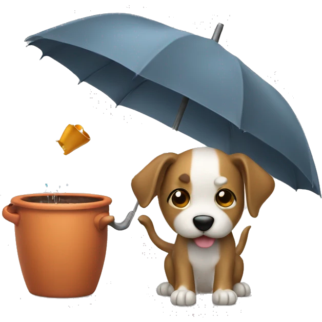 dog with a umbrella shooting a pot emoji