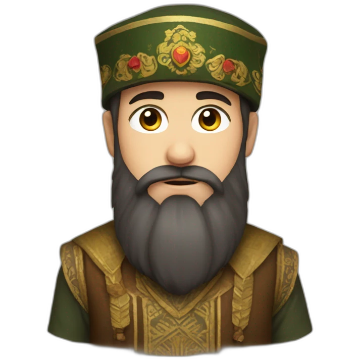 bearded boy wearing a Dagestan papakha hat emoji