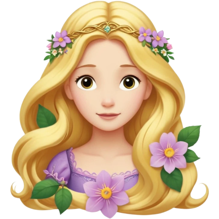 Poster-style sticker, pastel green background. In the center: Rapunzel with long golden hair and flowers. On top: TAURUS. Below in cursive: ‘Nature’s Princess’. At the bottom: ‘Grounded, loving, graceful.’ 🌿🌸✨ emoji