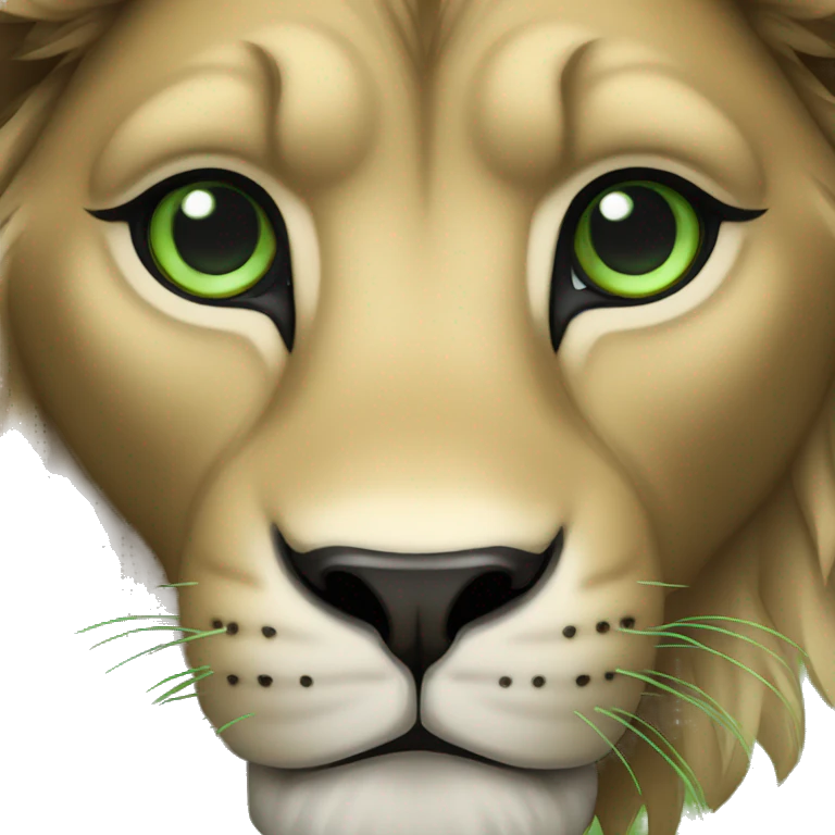 Lion avec des yeux vert emoji