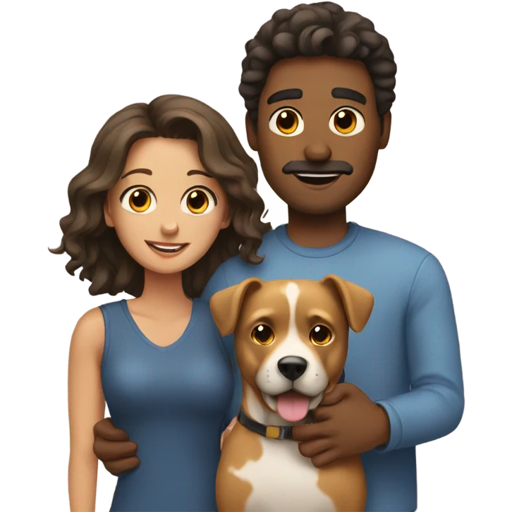 Male with dog and girlfriend emoji