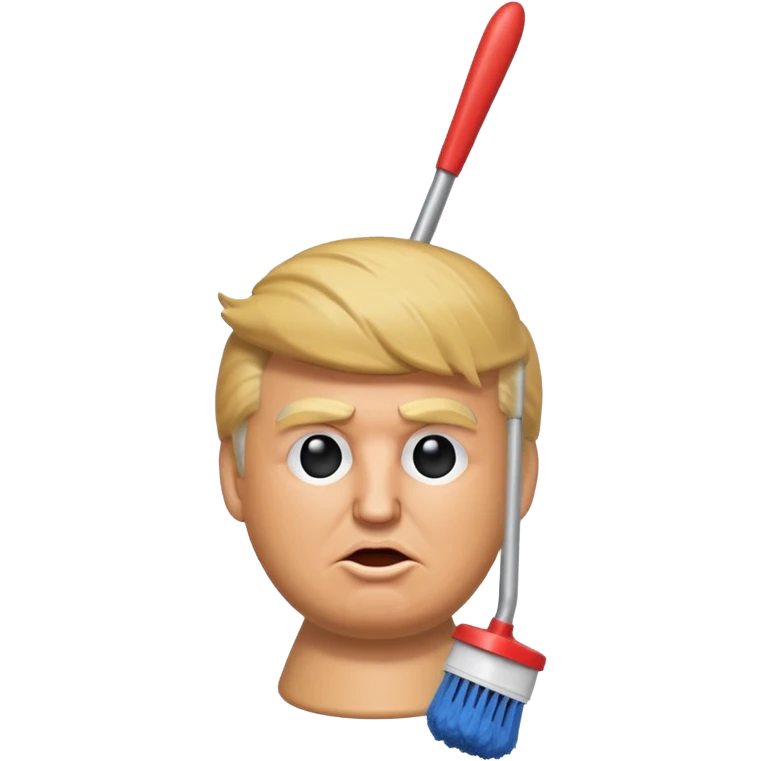 a donald trump shaped toilet brush with shit stains emoji