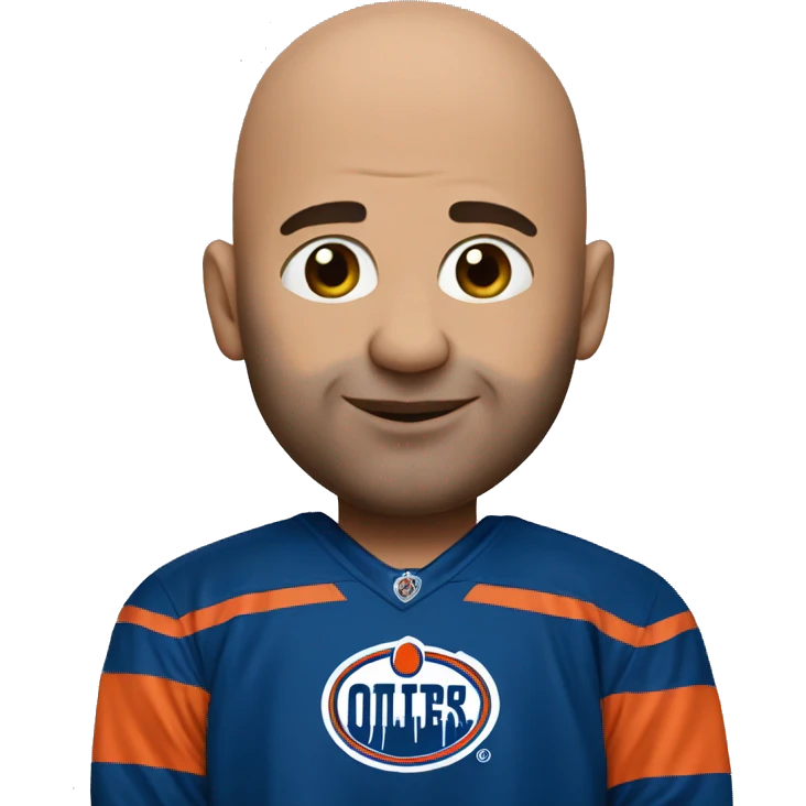 Bald guy in oilers jersey emoji