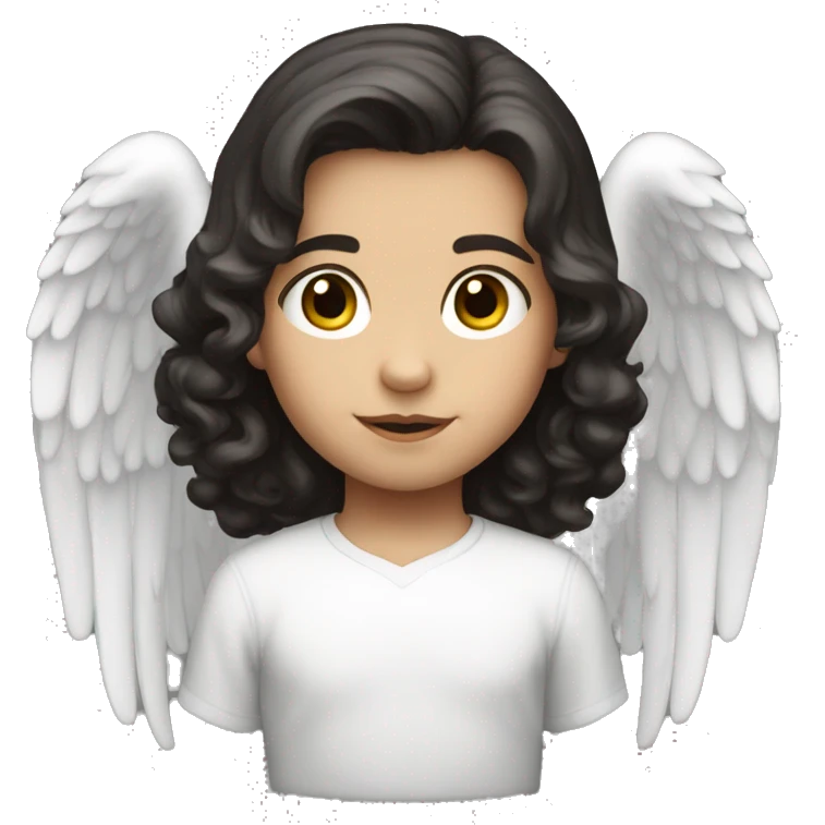 caucasian dark hair small kid angel  emoji