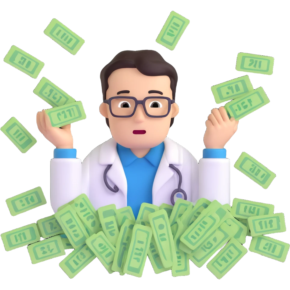 Stressed IT technician with many hospital support tickets emoji