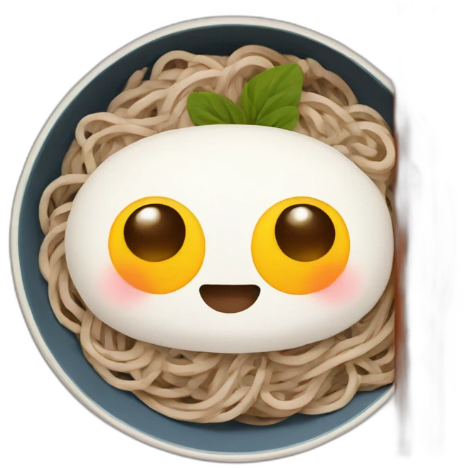 bowl of japanese buckwheat soba noodles with two chopsticks without egg emoji