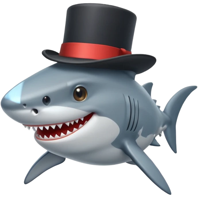 Shark with a top hat emoji
