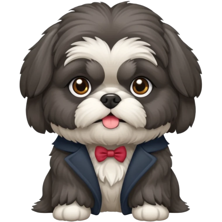 Small all dark grey shih tzu emoji