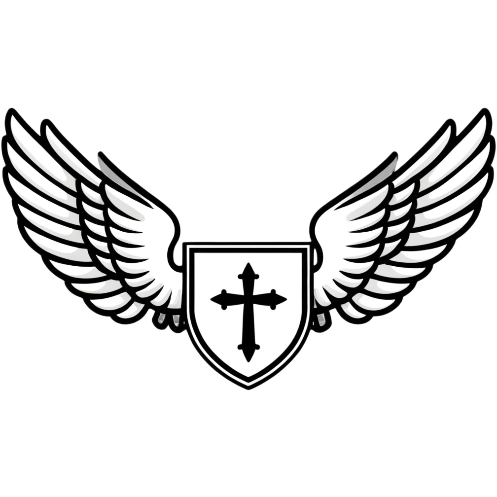 White heraldic emblem with wings emoji