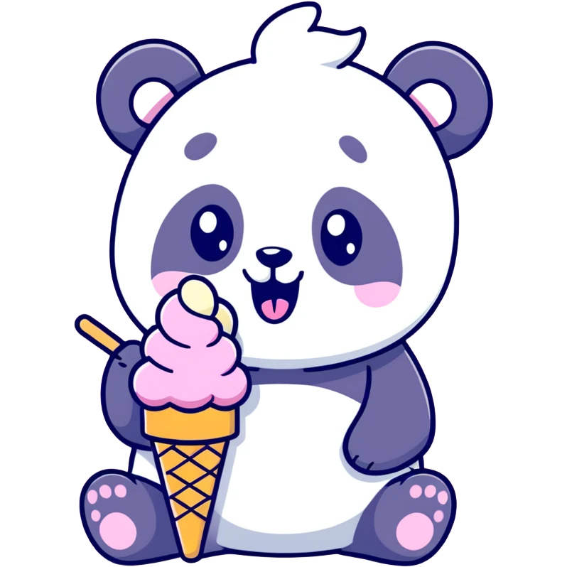 Panda eating ice cream emoji