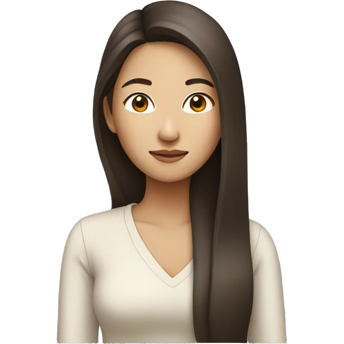 Long brown hair Asian woman emoji