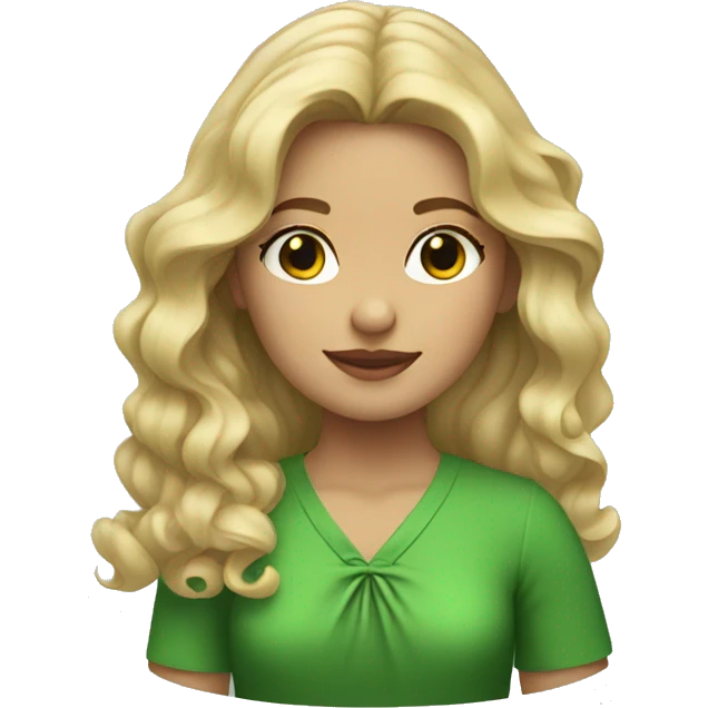 girl with wavy blonde hair wearing green dress emoji