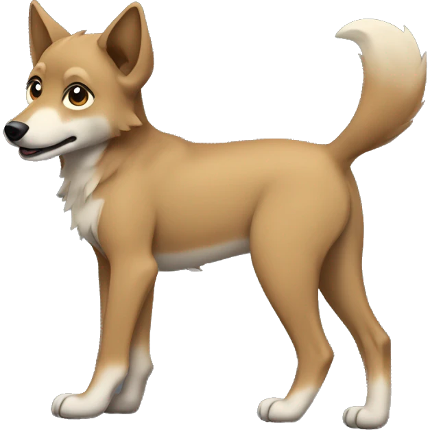 4 legs a light brown puppy-like wolf with black hair on its ears emoji