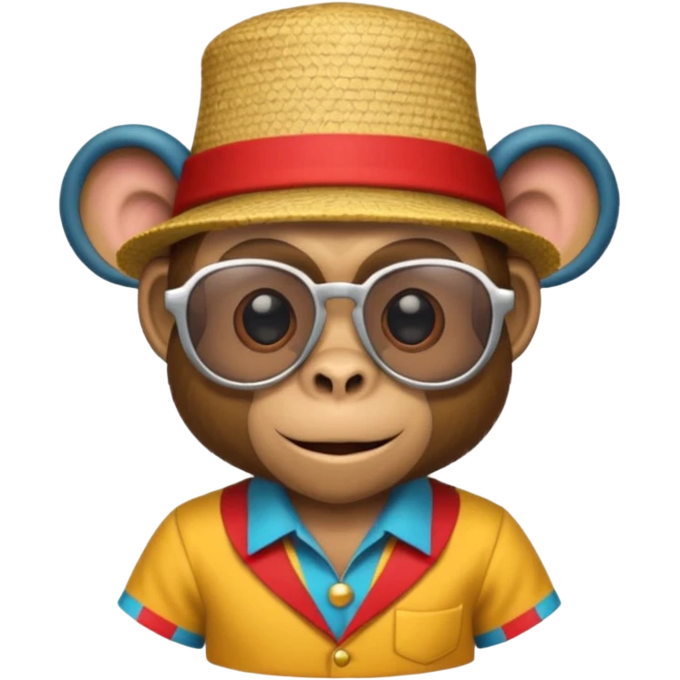 a sunglasses monkey with circus hat and shirt emoji