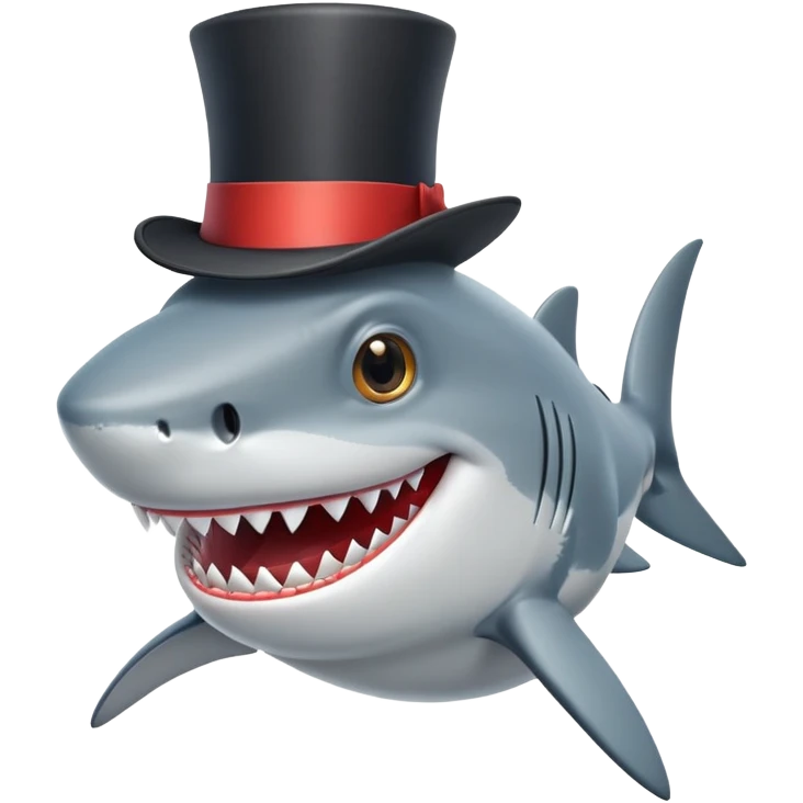 Shark with a top hat emoji
